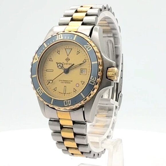 Vintage Zodiac 208.26.04 Professional Diver Two Tone Ladies Quartz Wristwatch - Picture 1 of 8